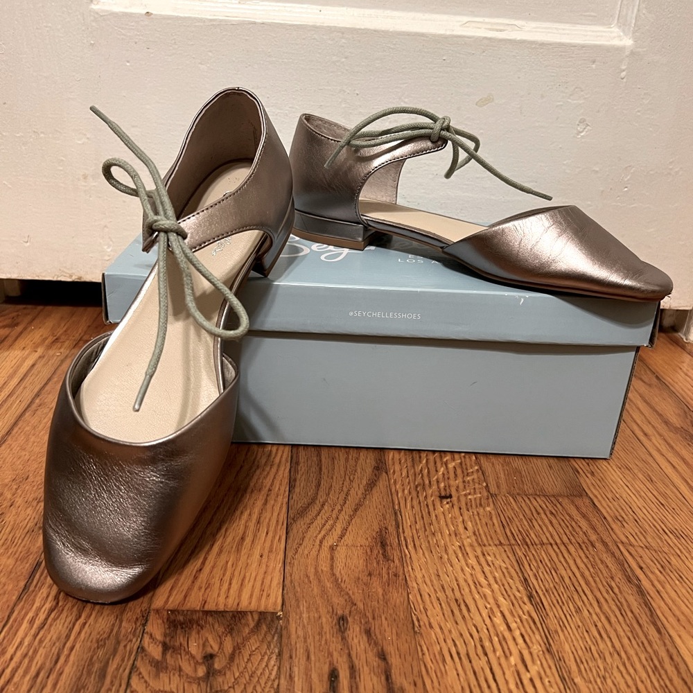 Seychelles Prospect Metallic Pewter Tie-Front Flats